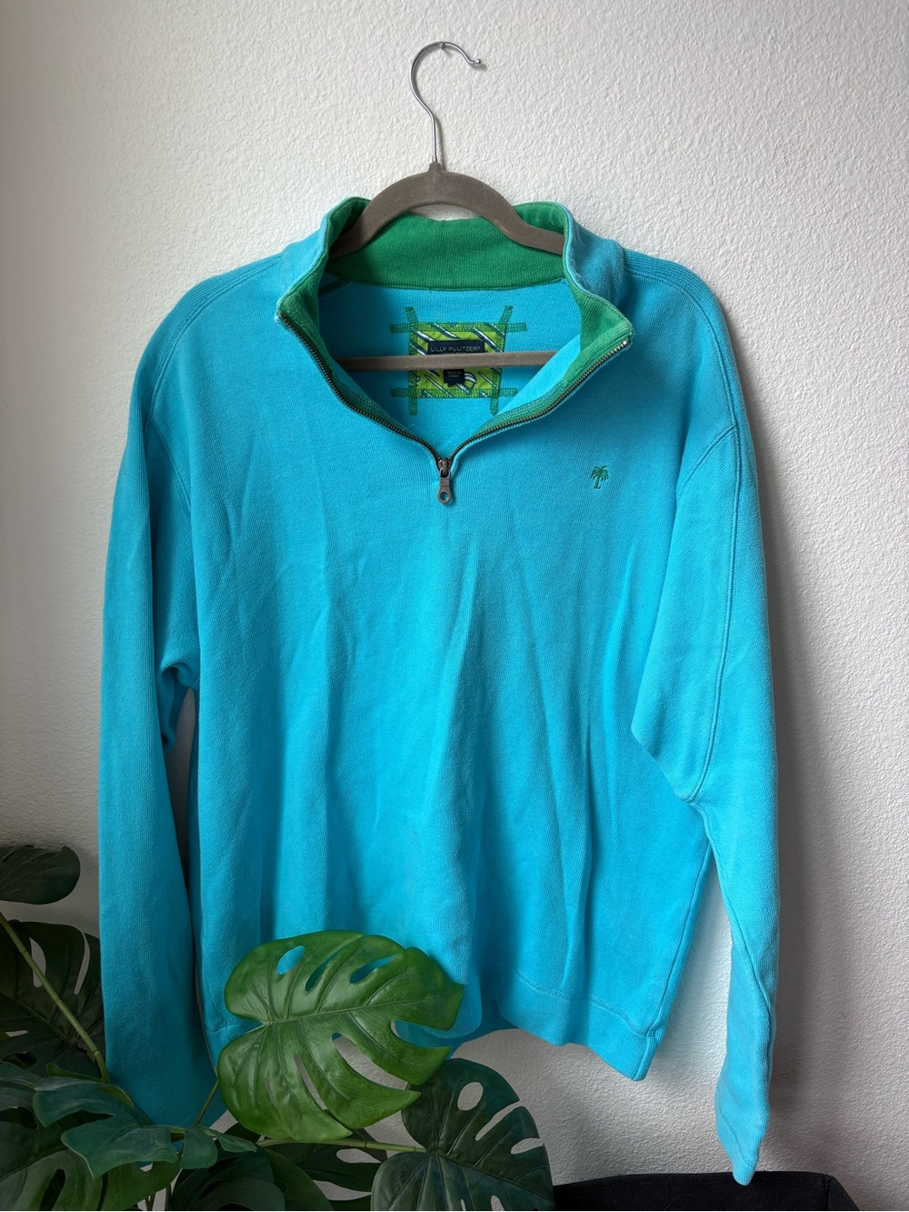 Lilly Pulitzer Turquoise & Green Quarter-Zip Sweater